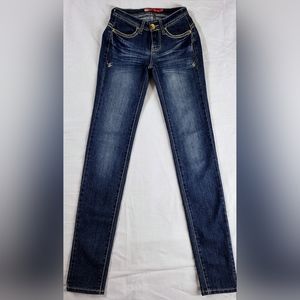 VTG Y2K Apple Bottom Jeans Sz 1/2 Embroidered Skinny Gold Buttons RARE STYLE